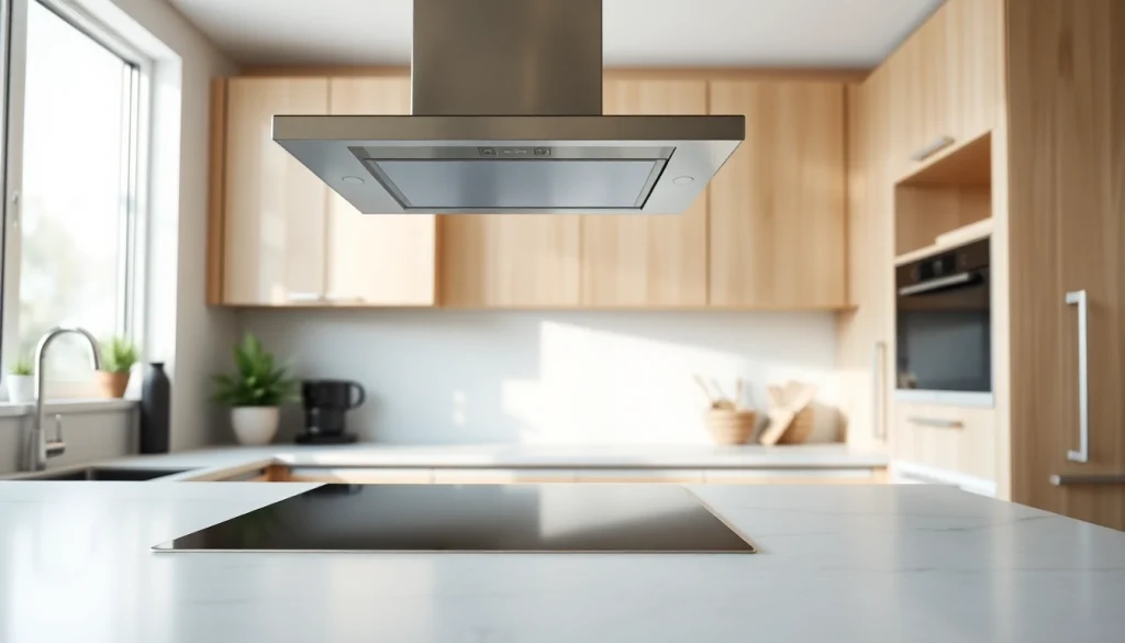 Enhance your kitchen’s appeal with an integrated cooker hood seamlessly built into sleek cabinetry.