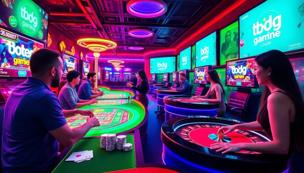 Experience the thrill of the bdg game login, where players engage in vibrant online gambling with roulette and blackjack tables filled with lively energy.