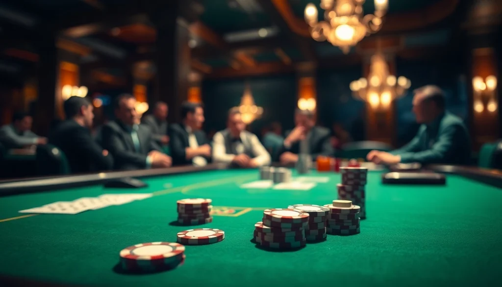 Engaging scene of Online poker gameplay with chips and cards highlighting excitement.