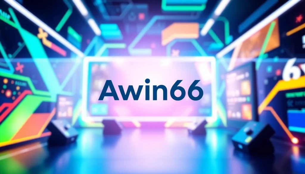 Awin66 logo highlighted in a vibrant, tech-inspired design with dynamic colors and textures.