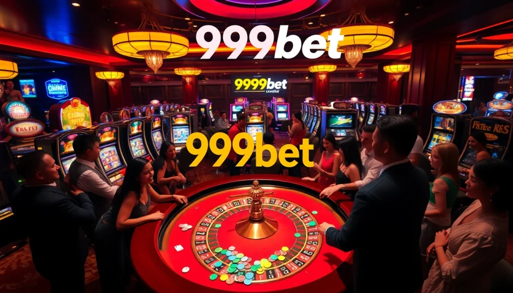 Experience the thrill of 999bet with vibrant casino gaming featuring roulette and slot machines.