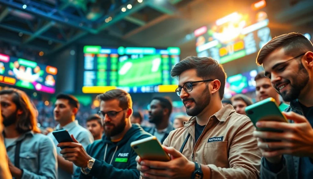 Bettors engage with live sports action at 69vn.rodeo, with excitement and modern technology highlighting the scene.