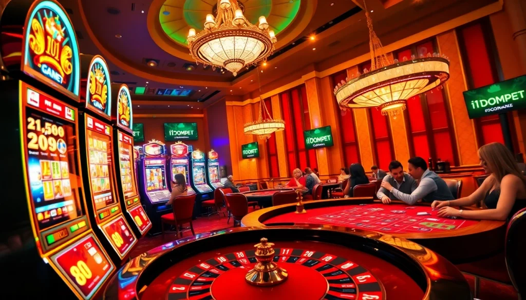 Experience the thrills of i1dompet's casino games with poker, roulette, and slot machines in action.