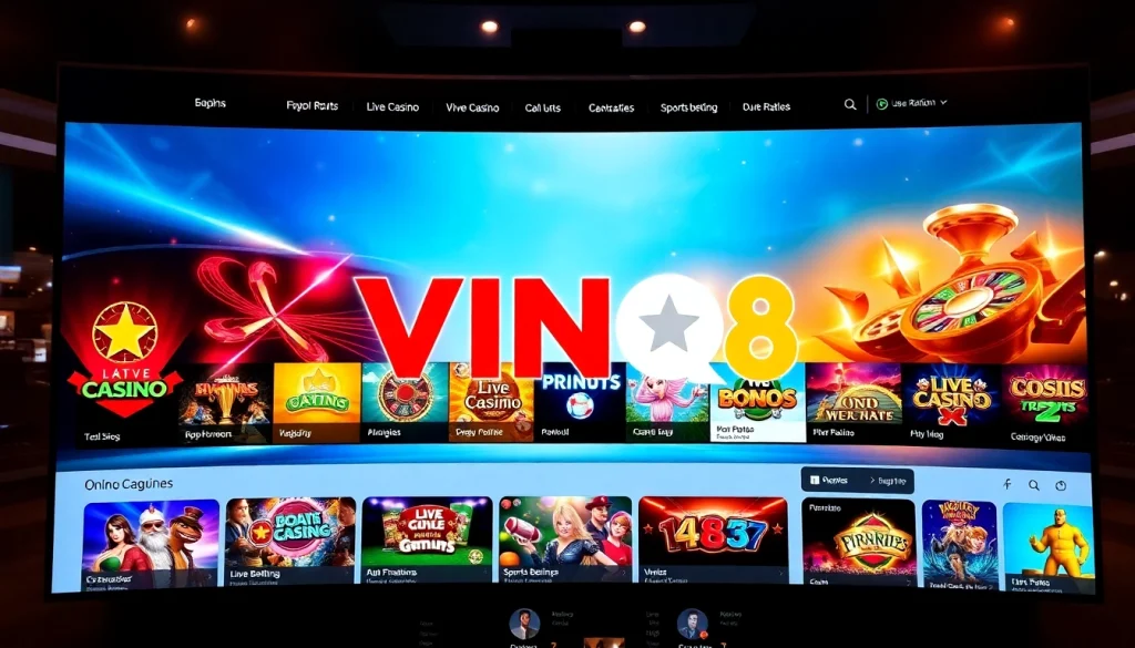 Engaging display of the VNQ8 online gaming platform showcasing vibrant casino games and user-friendly interface.