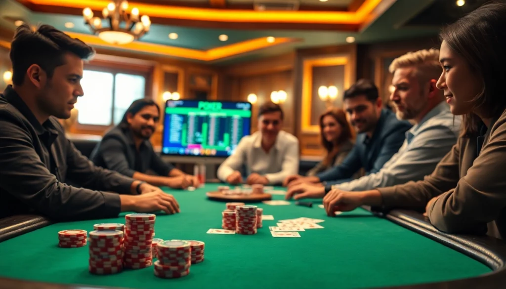 Engaging Online poker kr ly game on a vibrant virtual table with diverse players.
