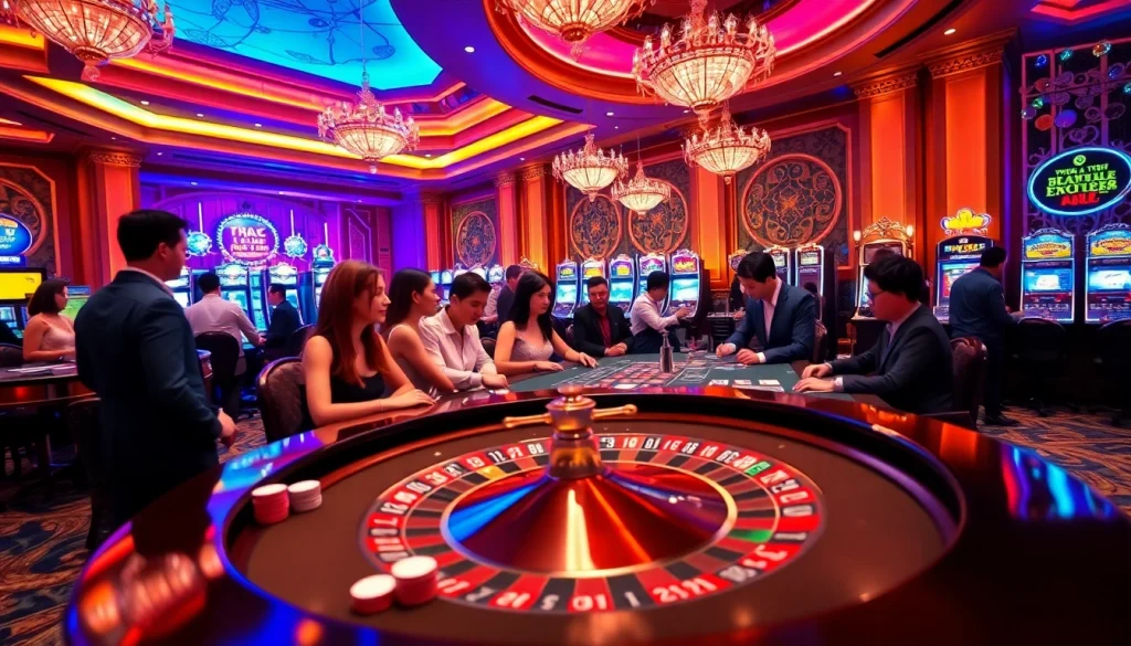 Experience the excitement of gaming at Trang chủ thabet casino, featuring vibrant tables and engaging players.