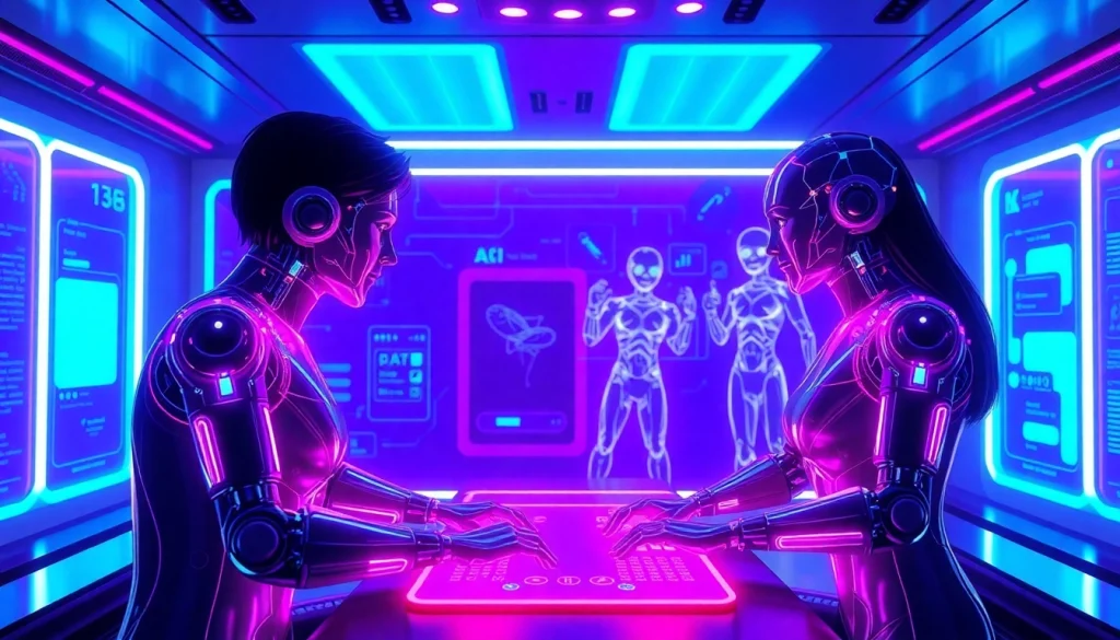 Engaging scene of AI chat porn interactions featuring vibrant digital avatars.