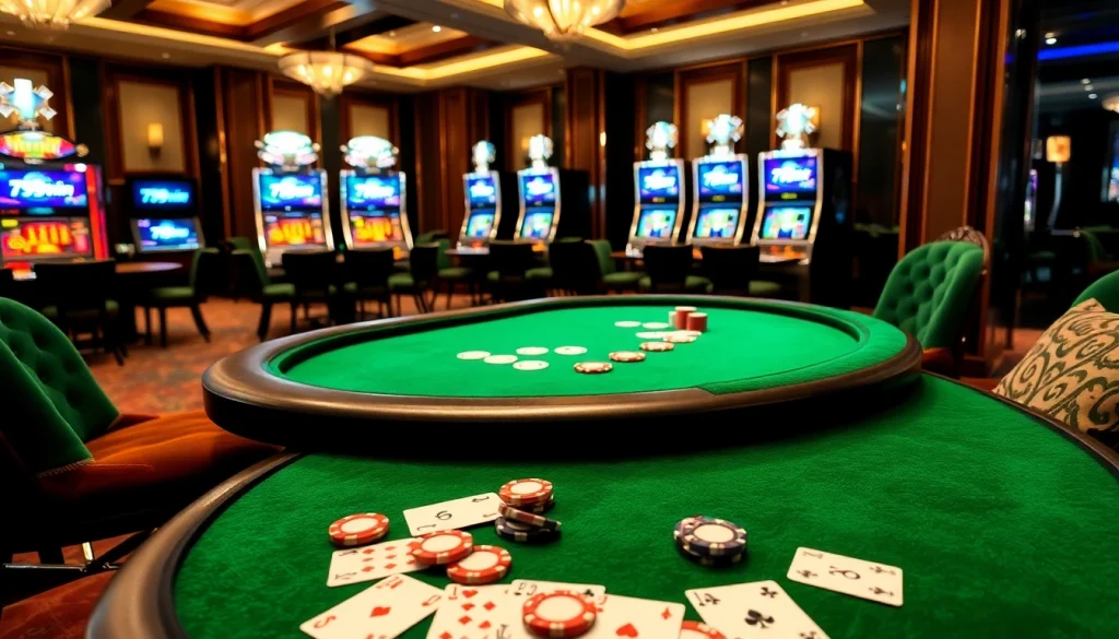 Engaging scene of luxury poker gameplay showcasing 789win-themed cards and chips.