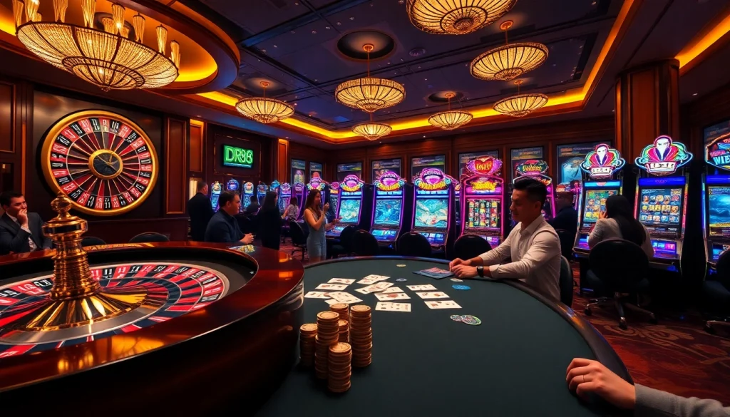 Experience high-stakes action at DR88 with vibrant games and players enjoying the thrill.