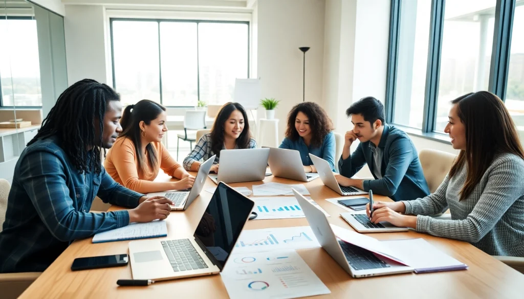 Craft a comprehensive affiliate marketing content strategy guide with collaborative creators in a bright office.