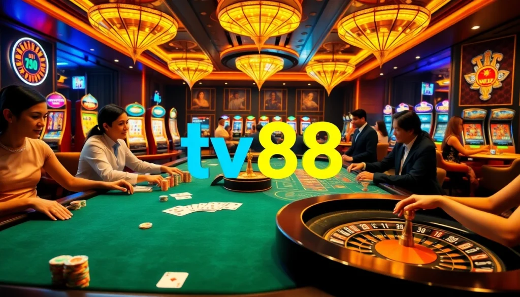 Experience the exciting atmosphere at tv88, with vibrant gaming tables and engaging players.