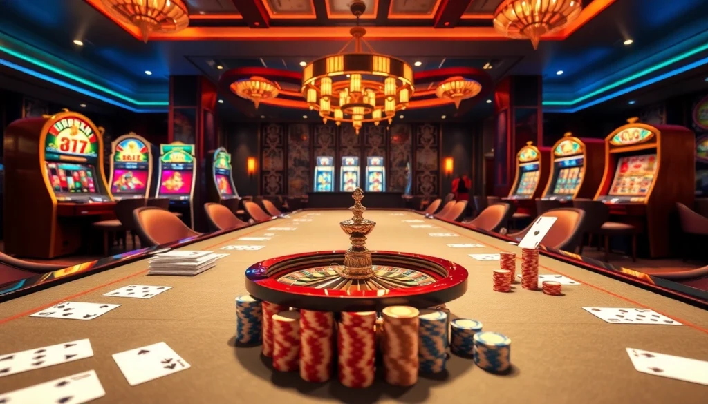 KJC MARKETING enhances the casino experience with vibrant tables and luxurious gaming elements.