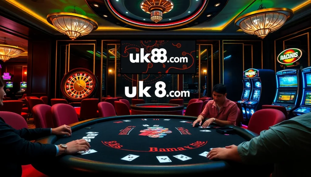 Experience thrilling gameplay at uk88.com with vibrant poker and casino elements.