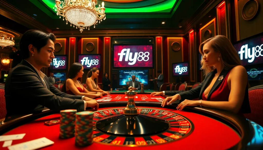 Engaged players enjoying high-stakes roulette at fly 88 casino table.