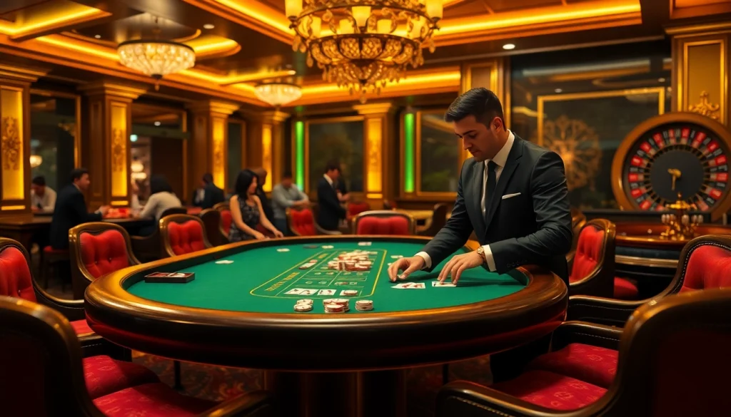 Players enjoy a thrilling experience at the GG88 casino table, with vibrant chips and cards in play.