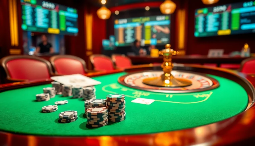 Experience the excitement of online gambling at https://fc88.de.com/ with vivid casino elements including poker chips and roulette.